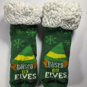 Warner Bros. Elf Women's Holiday Slipper Socks, green/white sherpa Socks